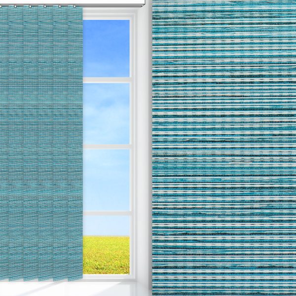 Lamellenvorhang Linea, türkis, lichtdurchlässig & blickdicht, Rückseite Teflon, feucht abwischbar