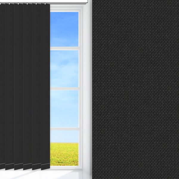 Lamellenvorhang Silenzio, schwarz, lichtdurchlässig & blickdicht, feucht abwischbar