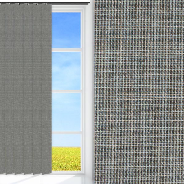 Lamellenvorhang / Vertikalanlage Prima Clara, grau, lichtdurchlässig & blickdicht, feucht abwischbar